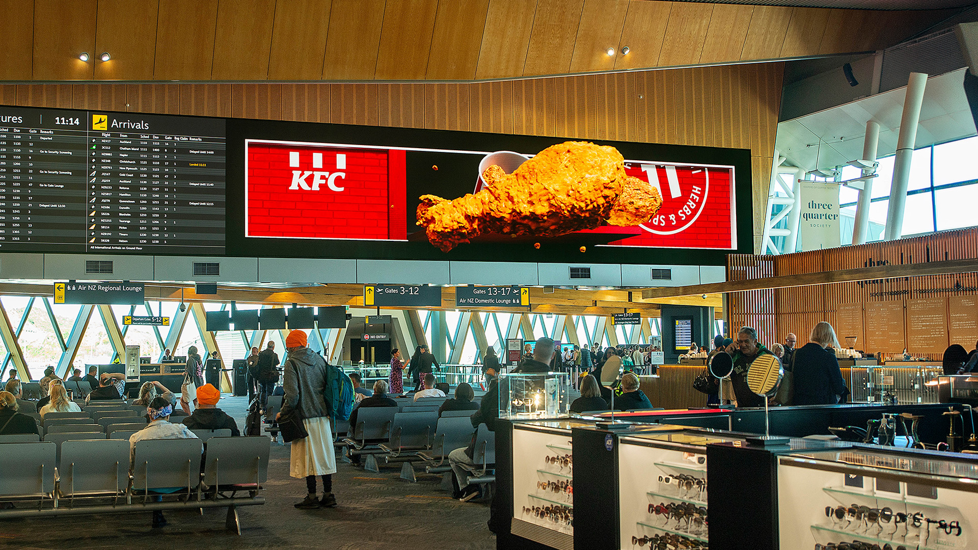 NZ_QMS_Home_DigitalBillboard_KFC 3DOOH_Wellington Airport